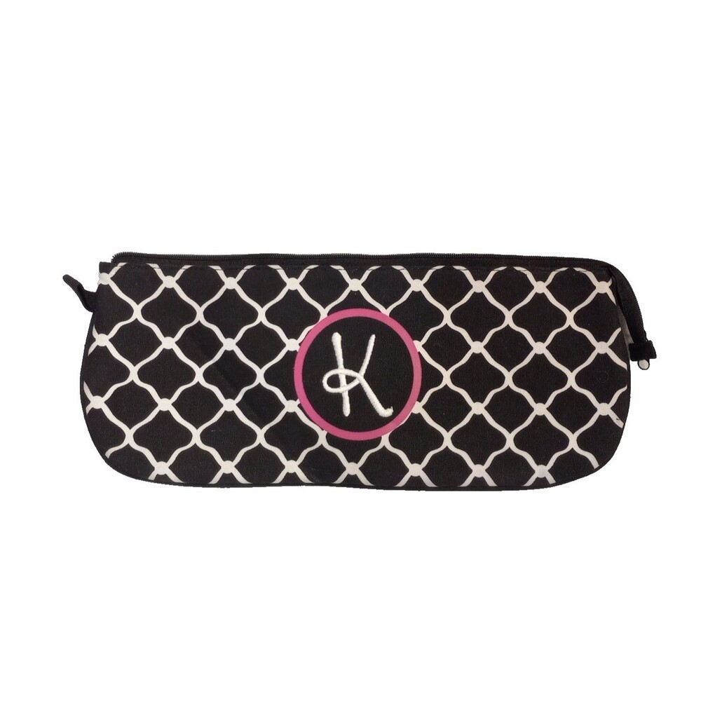 MSC Flat Iron Curling Iron Travel Bag Black & White Heat Resist Monogram Case K